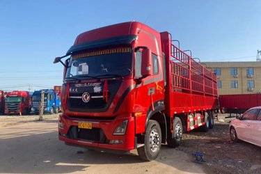 二手东风商用车 天龙KL重卡 465马力 8X4 9.6米仓栅式载货车(国五) 前四后八 雷诺二手载货车 黄牌图片
