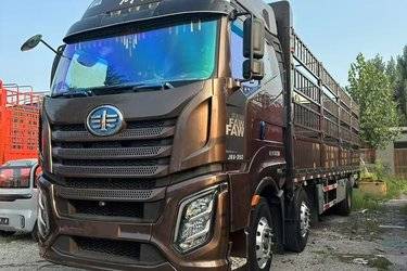 二手一汽解放 J6V 精英版 350马力 6X2 9.4米仓栅式载货车(国六) 前四后四 锡柴二手载货车 黄牌