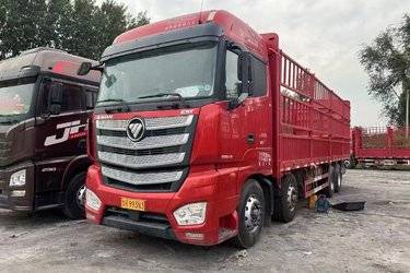 二手福田 欧曼EST 标载版 490马力 8X4 9.56米仓栅式载货车(国六) 前四后八 康明斯二手载货车 黄牌图片