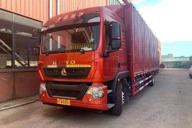 二手中国重汽 HOWO TX 290马力 4X2 9.6米厢式载货车(国六) 单桥 曼二手载货车 黄牌图片