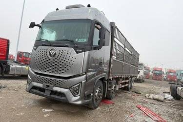 二手福田 欧曼银河 穿越版 580马力 8X4 9.56米AMT自动挡仓栅式载货车(国六) 前四后八 福田康明斯二手载货车 黄牌图片