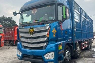 二手福田 欧曼EST 520马力 8X4 9.56米AMT自动档仓栅式载货车(国六) 前四后八 福田康明斯二手载货车 黄牌图片