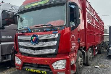 二手福田 欧曼EST 320马力 6X2 9.56米仓栅式载货车(国六) 前四后四 福田康明斯二手载货车 黄牌图片