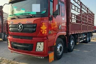 陕汽重卡 德龙X3000 375马力 8X2 9.5米仓栅式载货车(国五) 前四后六 潍柴二手载货车 黄牌