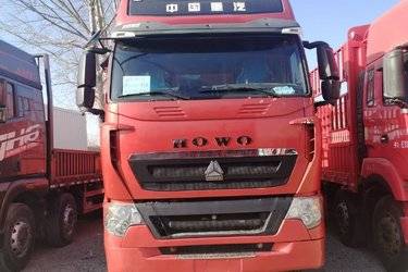 二手中国重汽 HOWO T7H重卡 460马力 8X4 9.5米仓栅式载货车(国五) 前四后八 曼二手载货车 黄牌图片