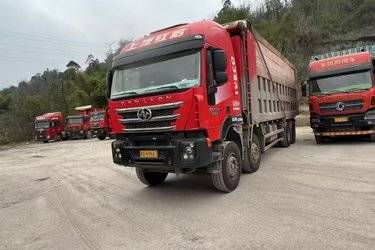 二手上汽红岩 杰狮C500 450马力 8X4 8.6米自卸车(国五) 前四后八 上菲红二手自卸车 黄牌