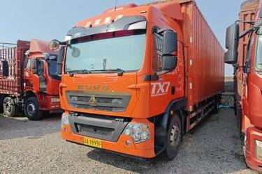 二手中国重汽 HOWO TX 290马力 4X2 9.6米翼开启厢式载货车(国六) 单桥 曼二手载货车 黄牌