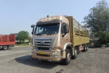 二手中国重汽 豪瀚J7B重卡 复合版 340马力 8X4 9.5米仓栅式载货车(国五) 前四后八 曼二手载货车 黄牌图片