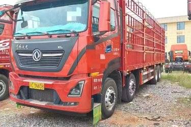 二手东风商用车 天龙KL重卡 465马力 8X4 9.6米仓栅式载货车(国五) 前四后八 雷诺二手载货车 黄牌