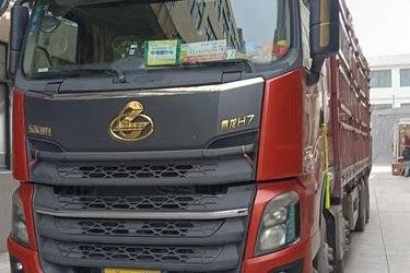 二手东风柳汽 乘龙H7重卡 400马力 8X4 9.6米仓栅式载货车(国五) 前四后八 潍柴二手载货车 黄牌