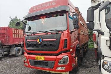 二手东风商用车 天龙重卡 420马力 8X4 9.6米仓栅式载货车(国五) 前四后八 雷诺二手载货车 黄牌图片