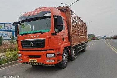 二手中国重汽 汕德卡SITRAK G5重卡 280马力 6X2 7.8米仓栅式载货车(国五) 前四后四 曼二手载货车 黄牌图片