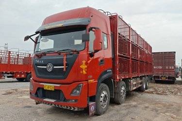 二手东风商用车 天龙KL重卡 465马力 8X4 9.6米仓栅式载货车(国五) 前四后八 雷诺二手载货车 黄牌图片
