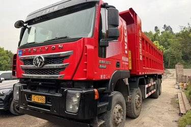 二手上汽红岩 杰狮C500重卡 450马力 8X4 7.6米自卸车(国五) 前四后八 上菲红二手自卸车 黄牌