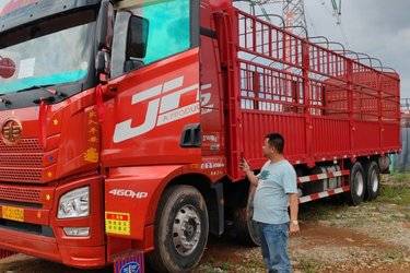 二手青岛解放 JH6重卡 领航版2.0 460马力 8X4 8.2米仓栅式载货车(457升级冲焊桥)(国五) 前四后八 锡柴二手载货车 黄牌图片