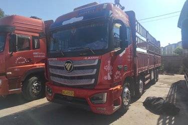 二手福田 欧曼EST 6系重卡 400马力 8X4 9.45米仓栅式载货车(国五) 前四后八 福田康明斯二手载货车 黄牌图片