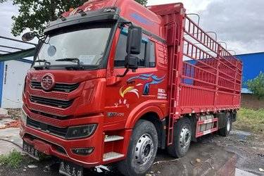 二手青岛解放 悍V重卡 290马力 6X2 7.7米仓栅式载货车(国五) 前四后四 锡柴二手载货车 黄牌图片
