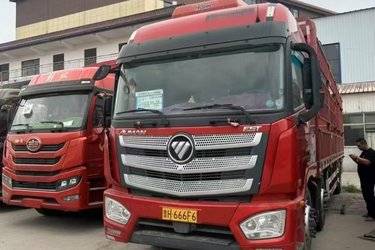 二手福田 欧曼EST 320马力 6X2 9.56米仓栅式载货车(国六) 前四后四 福田康明斯二手载货车 黄牌图片