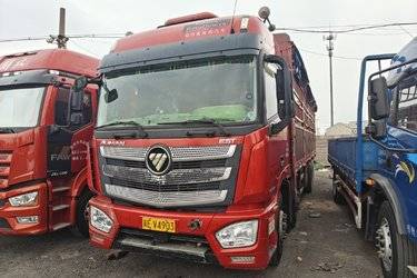 二手福田 欧曼EST-A 6系重卡 430马力 8X4 9.6米仓栅式载货车(国五) 前四后八 福田康明斯二手载货车 黄牌图片
