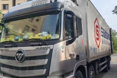 二手福田 欧曼EST 6系重卡 360马力 8X4 9.45米厢式载货车(440后桥)(国五) 前四后八 福田康明斯二手载货车 黄牌图片