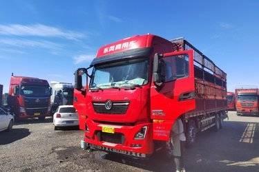 二手东风商用车 天龙重卡 465马力 8X4 9.6米仓栅式载货车(国六) 前四后八 雷诺二手载货车 黄牌图片
