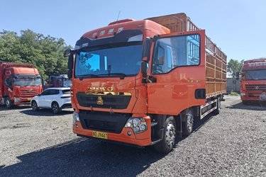二手中国重汽 HOWO TX 350马力 6X2 7.8米仓栅式载货车(国六)(速比3.7)(国六) 前四后四 曼二手载货车 黄牌图片