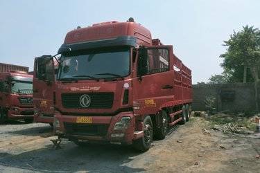 二手东风商用车 天龙重卡 350马力 8X4 9.6米仓栅式载货车(国五) 前四后八 雷诺二手载货车 黄牌图片