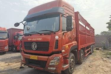 二手东风商用车 天龙重卡 350马力 8X4 9.6米仓栅式载货车(国五) 前四后八 雷诺二手载货车 黄牌图片