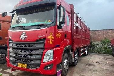 二手东风柳汽 乘龙H7重卡 350马力 8X4 9.6米仓栅式载货车(国五) 前四后八 潍柴二手载货车 黄牌图片
