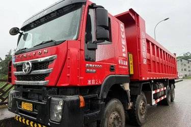 二手上汽红岩 杰狮C500重卡 450马力 8X4 7.6米自卸车(国五) 前四后八 上菲红二手自卸车 黄牌图片