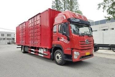 二手青岛解放 JK6中卡 240马力 4X2 9.78米厢式载货车(国六) 单桥 大柴二手载货车 黄牌图片