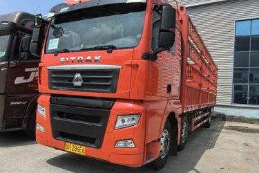 二手中国重汽 汕德卡SITRAK G5重卡 350马力 6X2 9.6米仓栅式载货车(国六) 前四后四 曼二手载货车 黄牌图片