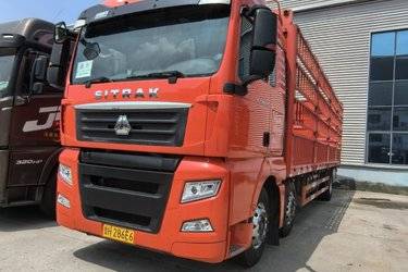 二手中国重汽 汕德卡SITRAK G5重卡 350马力 6X2 9.6米仓栅式载货车(国六) 前四后四 曼二手载货车 黄牌图片