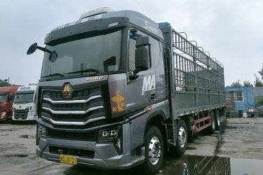二手中国重汽 HOWO MAX 510马力 8X4 9.5米AMT自动挡仓栅式载货车(国六) 前四后八 曼二手载货车 黄牌图片