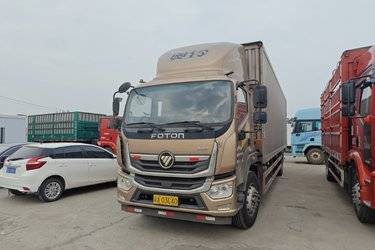 二手福田 奥铃大黄蜂 210马力 9.78米排半厢式载货车(国五) 单桥 福田康明斯二手载货车 黄牌图片