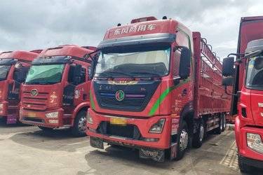 二手东风商用车 天龙KL重卡 465马力 8X4 9.4米仓栅式载货车(国五) 前四后八 雷诺二手载货车 黄牌图片