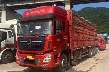 二手东风商用车 天龙重卡 420马力 8X4 9.6米仓栅式载货车(国五) 前四后八 东风二手载货车 黄牌图片
