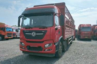 二手东风商用车 天锦KR 舒适版 300马力 6X2 9.8米排半仓栅式载货车(国六) 前四后四 雷诺二手载货车 黄牌图片