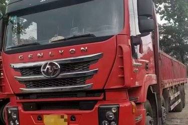 二手上汽红岩 杰狮C500重卡 重载版 430马力 8X4 9.55米栏板载货车(国五) 前四后八 上菲红二手载货车 黄牌图片