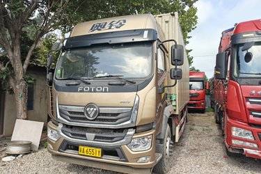 二手福田 奥铃大黄蜂 270马力 9.78米排半厢式载货车(国六) 单桥 玉柴二手载货车 黄牌图片