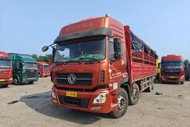 二手东风商用车 天龙重卡 350马力 8X4 9.6米仓栅式载货车(国五) 前四后八 雷诺二手载货车 黄牌图片
