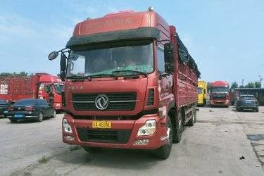 二手东风商用车 天龙重卡 350马力 8X4 9.6米仓栅式载货车(国五) 前四后八 雷诺二手载货车 黄牌图片