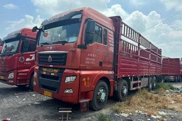 二手中国重汽 汕德卡SITRAK C7H重卡 440马力 8X4 9.52米仓栅式载货车(国五) 前四后八 曼二手载货车 黄牌图片