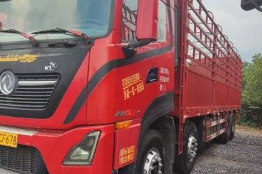 二手东风商用车 天龙KL重卡 465马力 8X4 9.6米仓栅式载货车(国五) 前四后八 雷诺二手载货车 黄牌