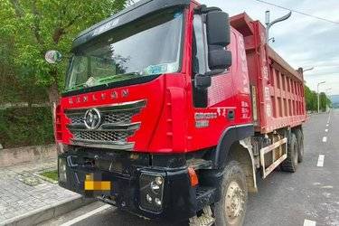 二手上汽红岩 杰狮重卡 450马力 6X4 6米自卸车(国五) 后八轮 上菲红二手自卸车 黄牌