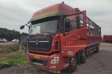 二手东风商用车 天龙VL重卡 350马力 8X4 9.6米仓栅式载货车(国五) 前四后八 雷诺二手载货车 黄牌
