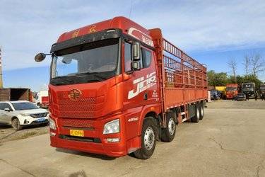 二手青岛解放 JH6重卡 430马力 8X4 9.5米仓栅式载货车(国五) 前四后八 潍柴二手载货车 黄牌