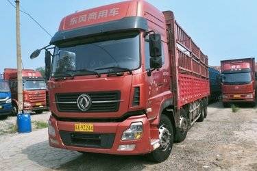 二手东风商用车 天龙重卡 420马力 8X4 9.6米仓栅式载货车(国五) 前四后八 雷诺二手载货车 黄牌图片