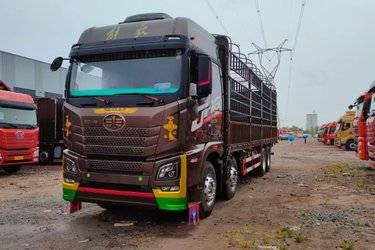 二手青岛解放 JH6重卡 460马力 8X4 9.4米仓栅式载货车(国五) 前四后八 锡柴二手载货车 黄牌