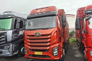 二手一汽解放 J6G 领航版 320马力 6X2 9.7米仓栅式载货车(平顶)(国六) 前四后四 锡柴二手载货车 黄牌图片